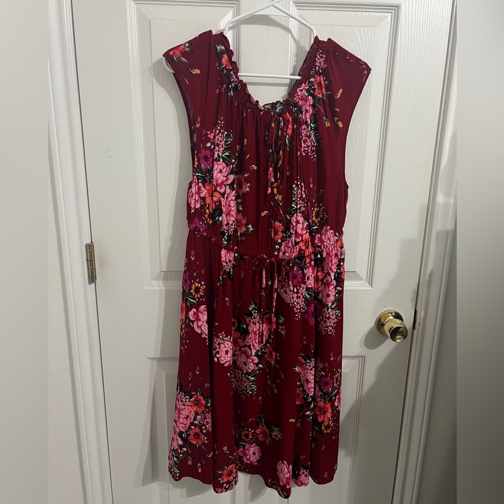Floral Burgundy Dress